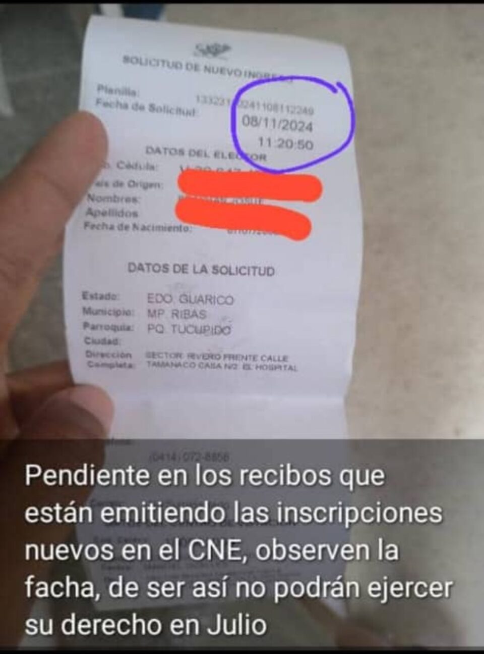 el Consejo Nacional Electoral no se ha pronunciado hasta el momento con respecto al error que hasta el momento presentan los operativos de actualización del Registro Electoral.